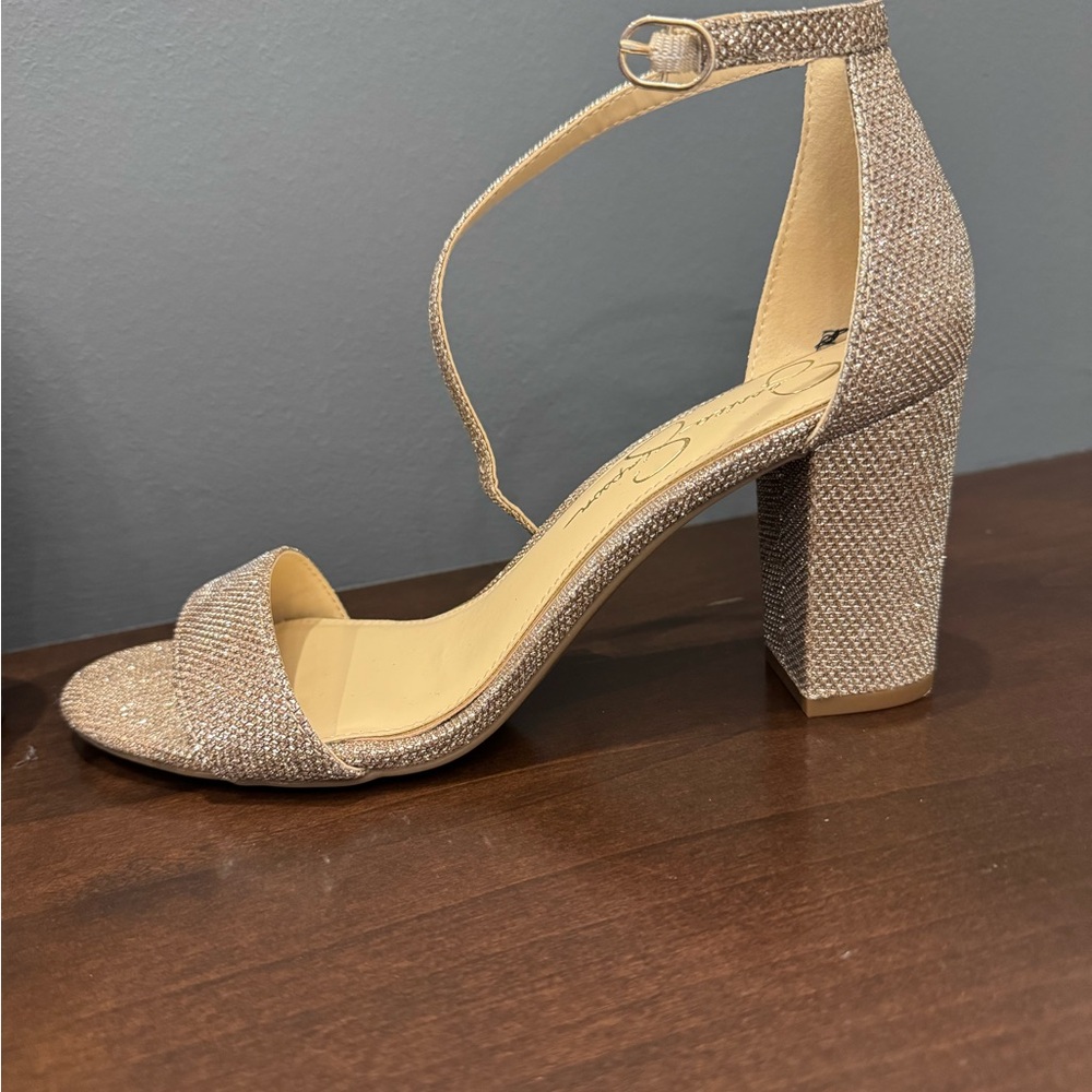 Jessica Simpson Rose Gold Block Heel Sandals